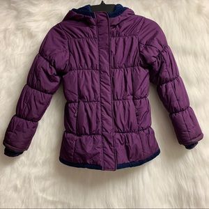 Lands End Girls fleece lined puffer jacket